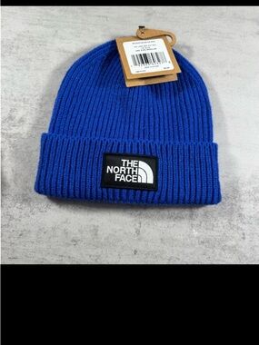 The North Face Cobalt Blue Ribbed Logo Cuff Beanie